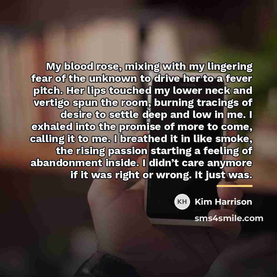“My blood rose, mixing with my lingering fear of the…” quote by Kim Harrison