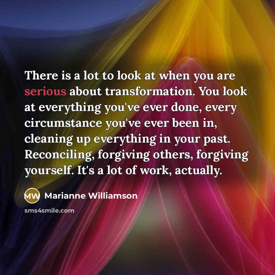 “There is a lot to look at when you are…” quote by Marianne Williamson
