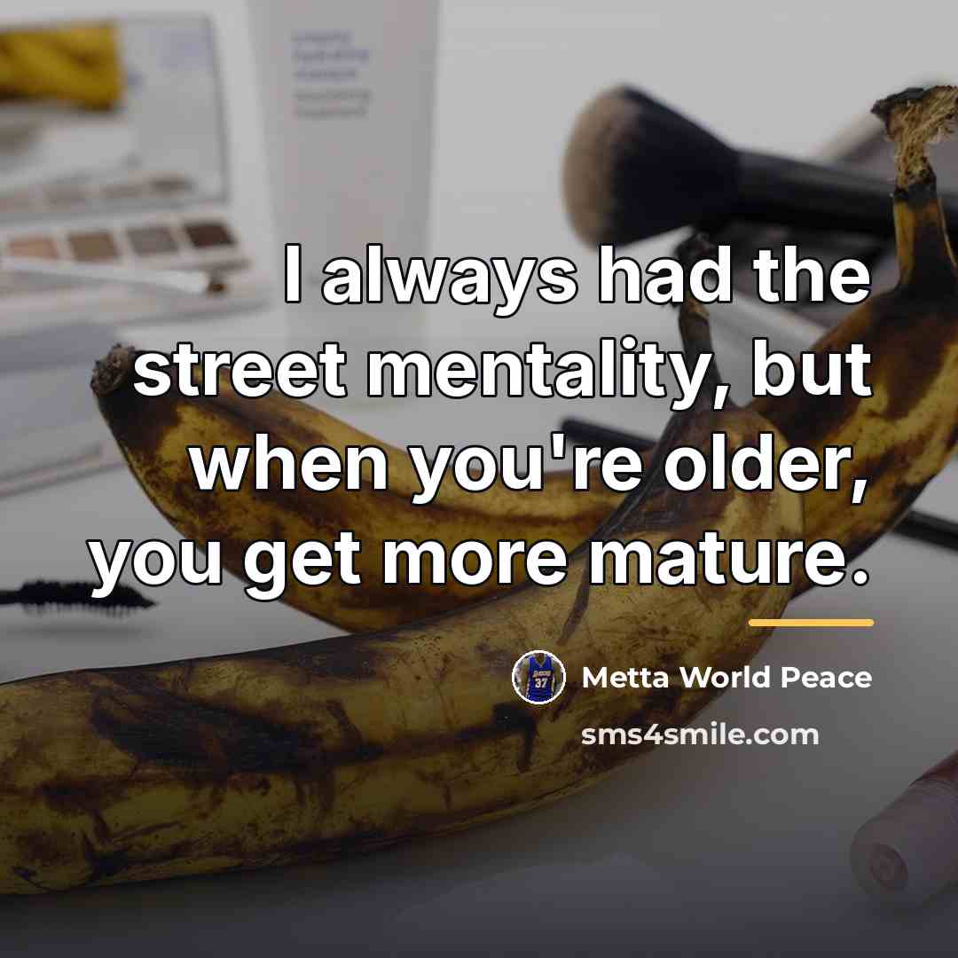 “I always had the street mentality, but when you're older,…” quote by Metta World Peace
