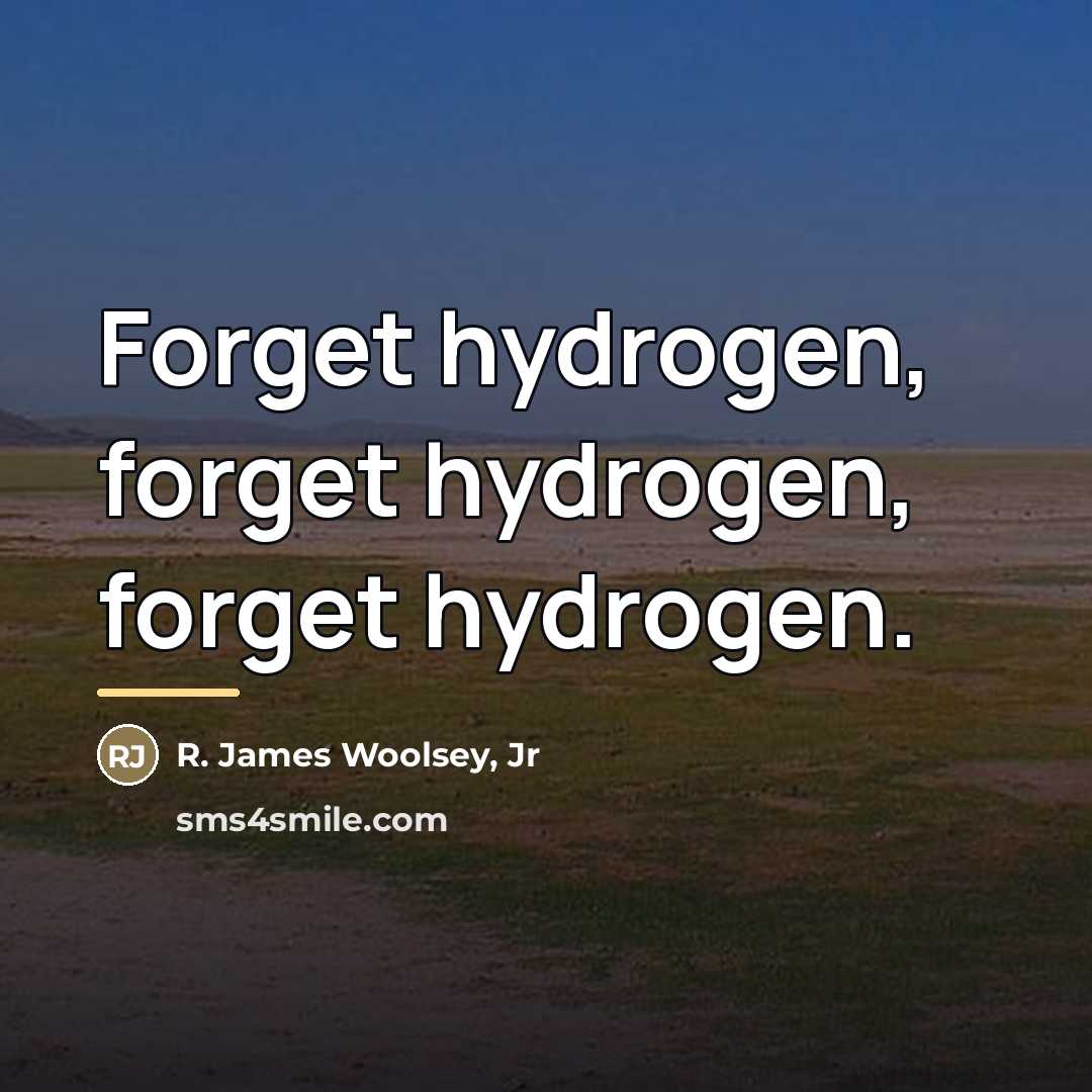 “Forget hydrogen, forget hydrogen, forget hydrogen.…” quote by R. James Woolsey, Jr