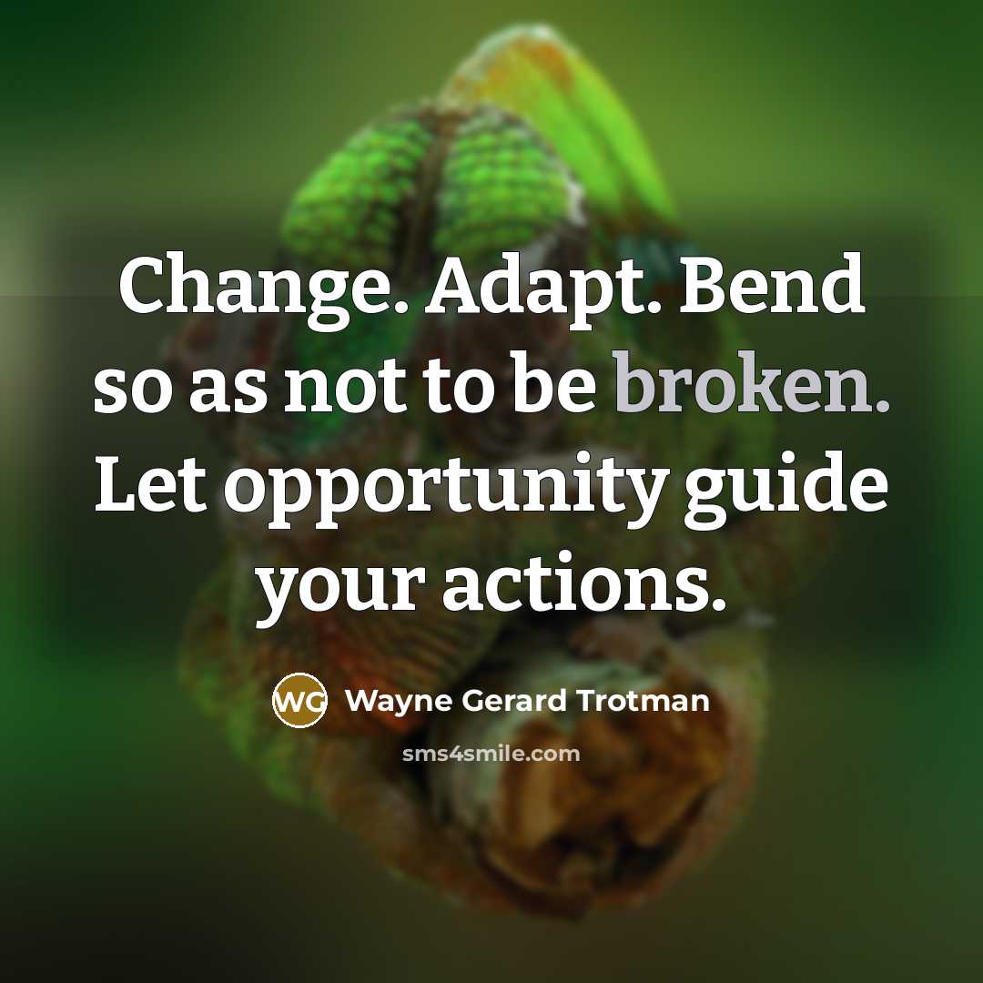 “Change. Adapt. Bend so as not to be broken. Let…” quote by Wayne Gerard Trotman