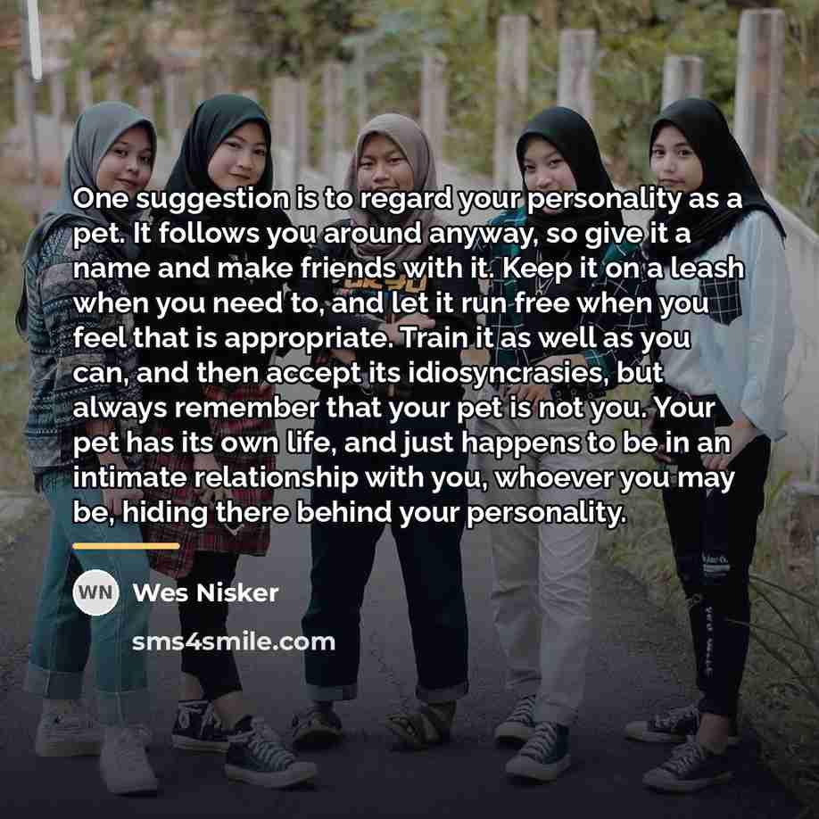 “One suggestion is to regard your personality as a pet.…” quote by Wes Nisker