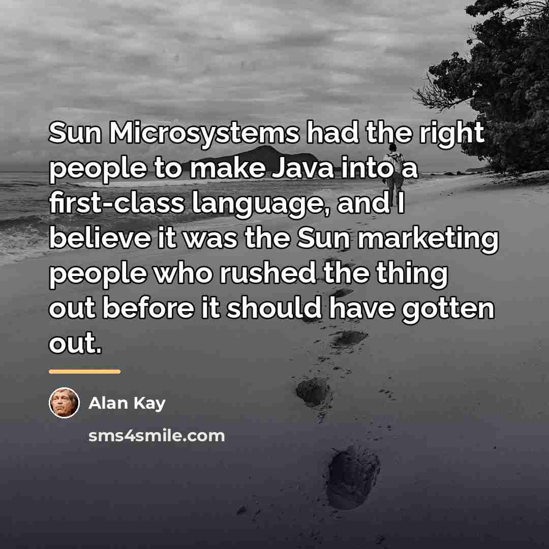“Sun Microsystems had the right people to make Java into…” quote by Alan Kay