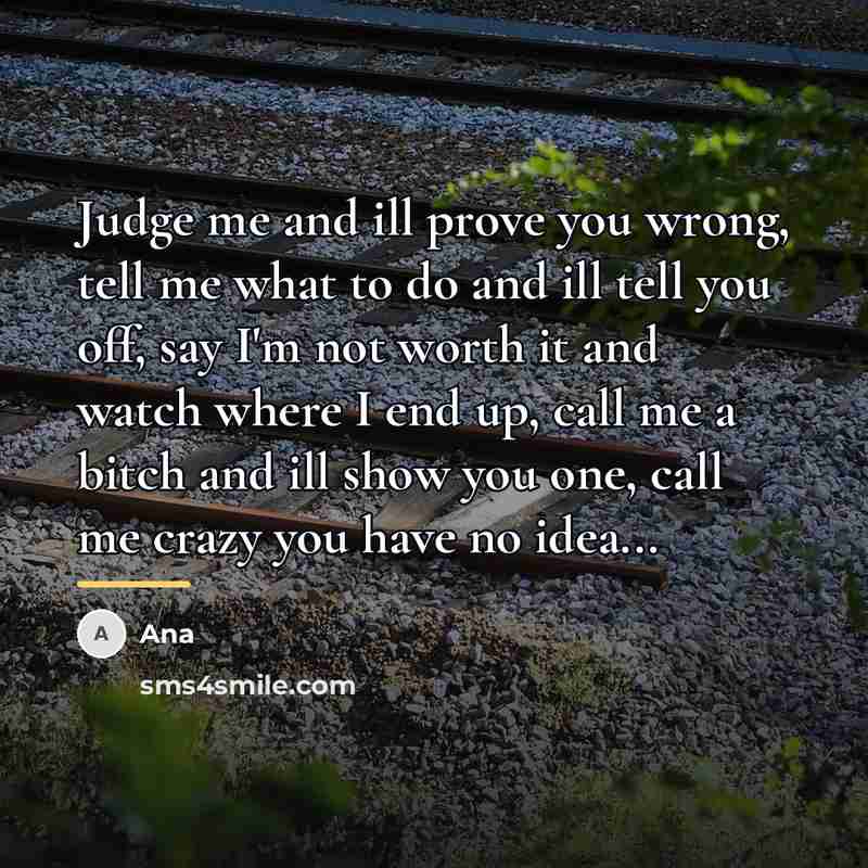 “Judge me and ill prove you wrong, tell me what…” quote by Ana