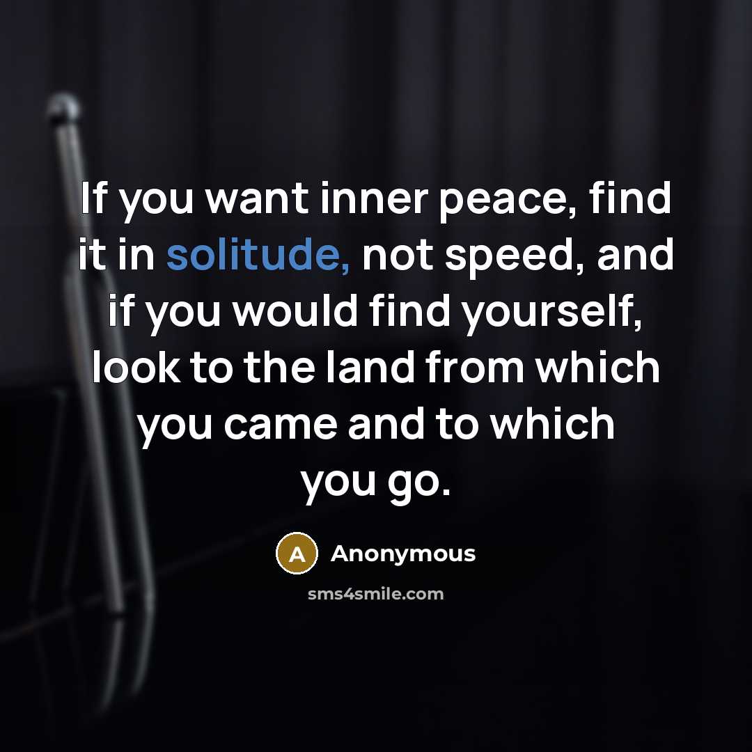 “If you want inner peace, find it in solitude, not…” quote by Anonymous