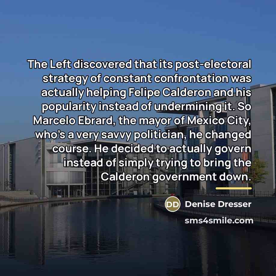 “The Left discovered that its post-electoral strategy of constant confrontation…” quote by Denise Dresser