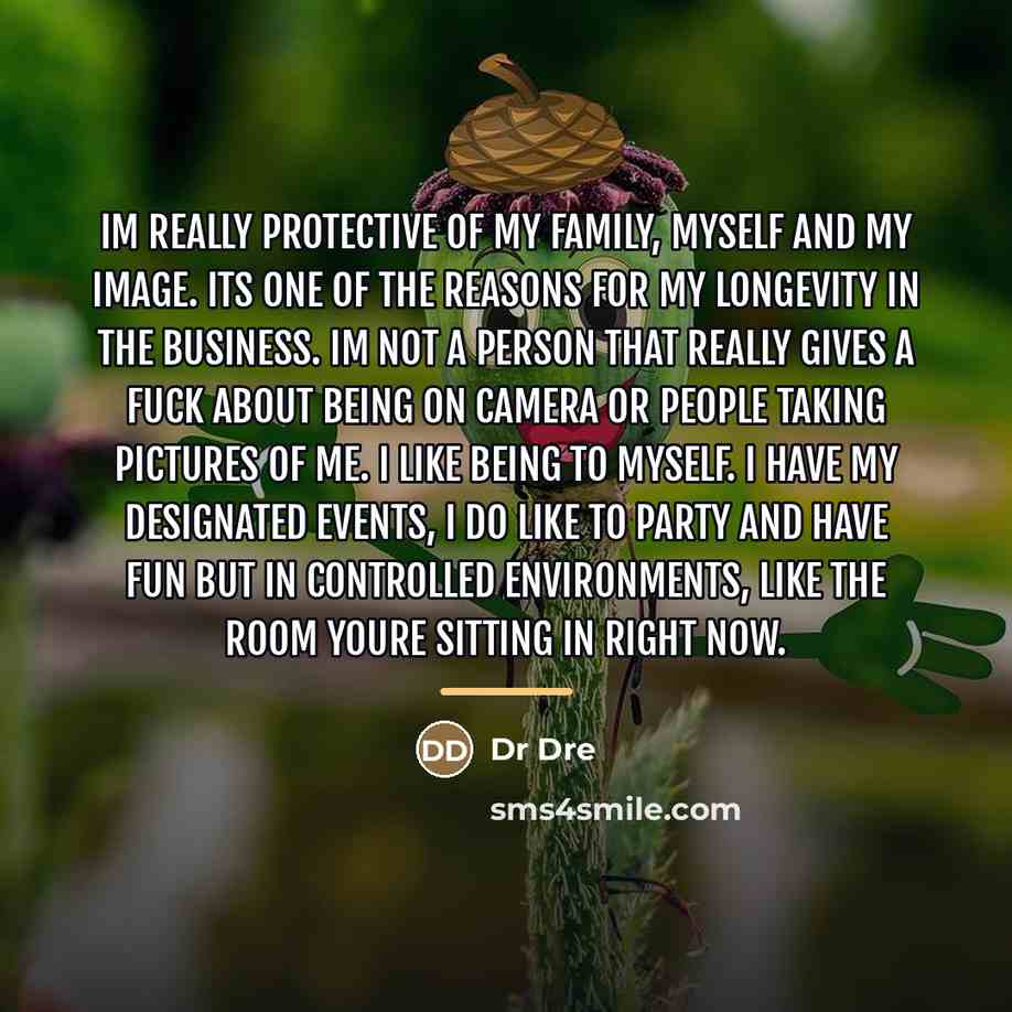 “Im really protective of my family, myself and my image.…” quote by Dr Dre