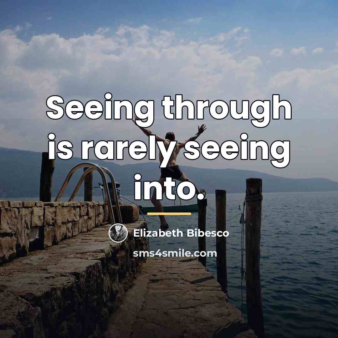 “Seeing through is rarely seeing into.…” quote by Elizabeth Bibesco