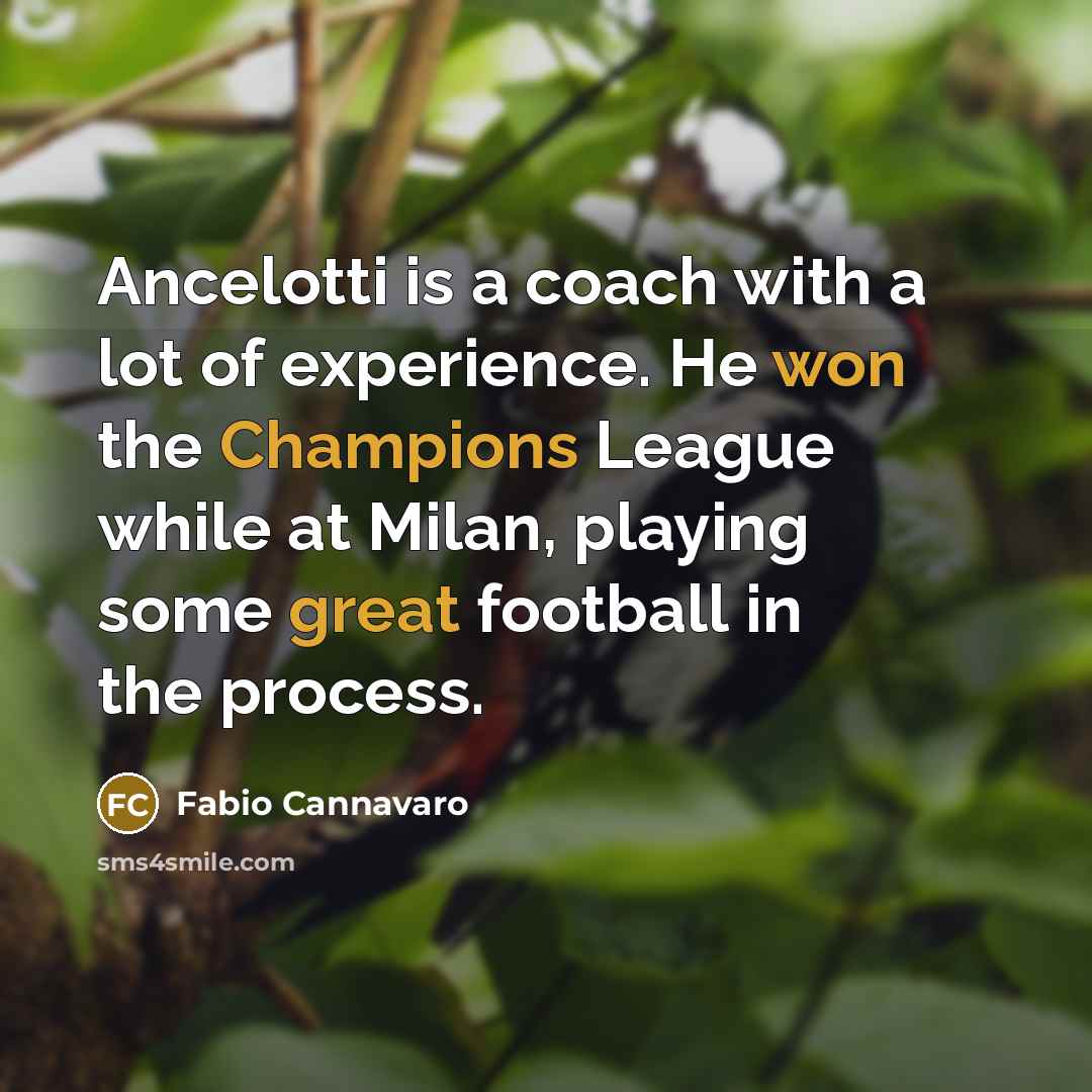 “Ancelotti is a coach with a lot of experience. He won the Champions League while at Milan, playing some great football in the process.” quote by Fabio Cannavaro