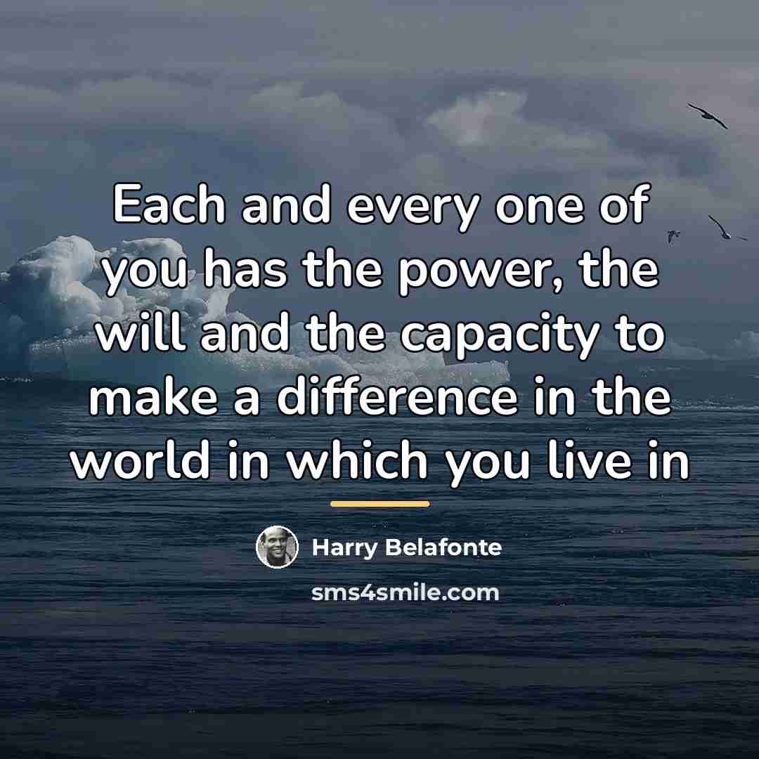 “Each and every one of you has the power, the…” quote by Harry Belafonte