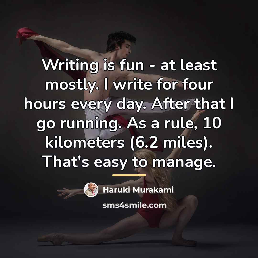 “Writing is fun - at least mostly. I write for…” quote by Haruki Murakami