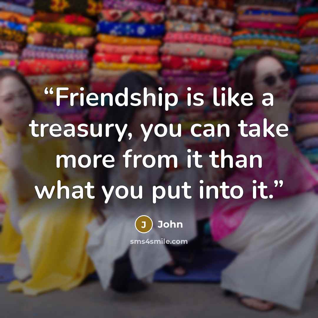 “Friendship is like a treasury, you can take more from it than what you put into it.” quote by John