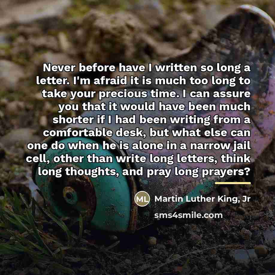 “Never before have I written so long a letter. I'm…” quote by Martin Luther King, Jr