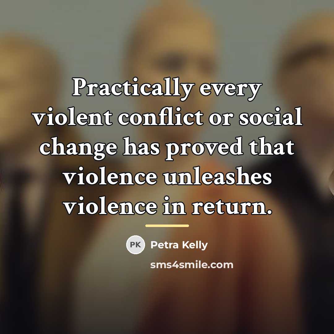 “Practically every violent conflict or social change has proved that…” quote by Petra Kelly
