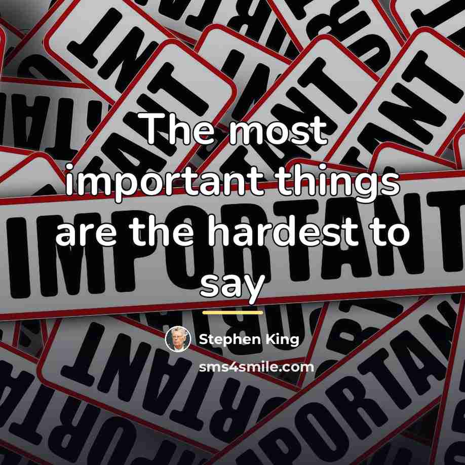 “The most important things are the hardest to say…” quote by Stephen King