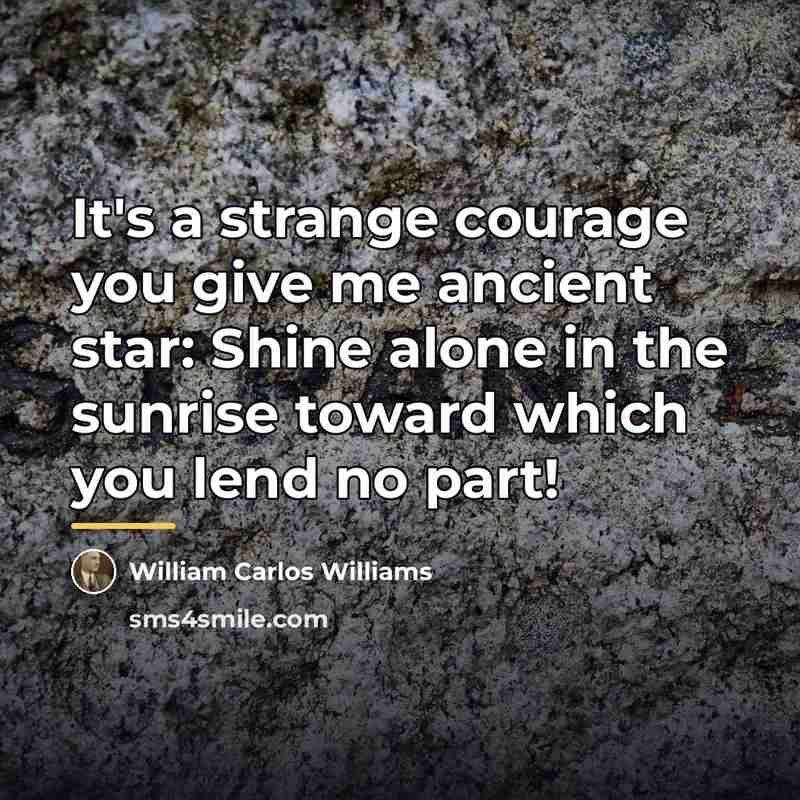 “It's a strange courage you give me ancient star: Shine…” quote by William Carlos Williams