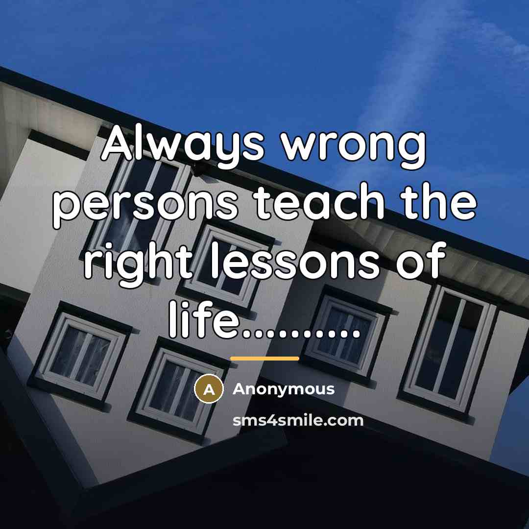 “Always wrong persons teach the right lessons of life..........…” quote by Anonymous