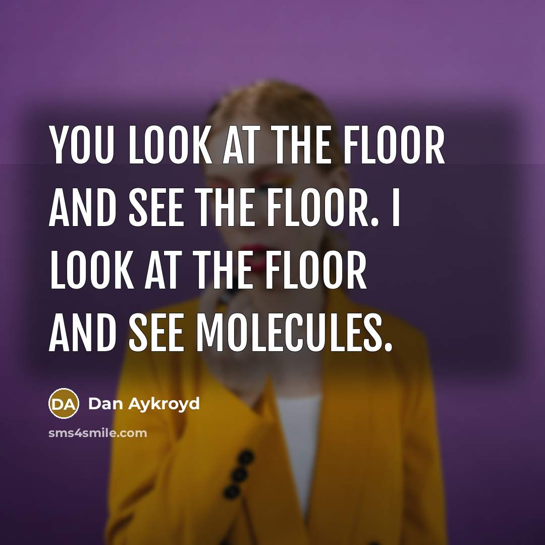 “You look at the floor and see the floor. I look at the floor and see molecules.” quote by Dan Aykroyd