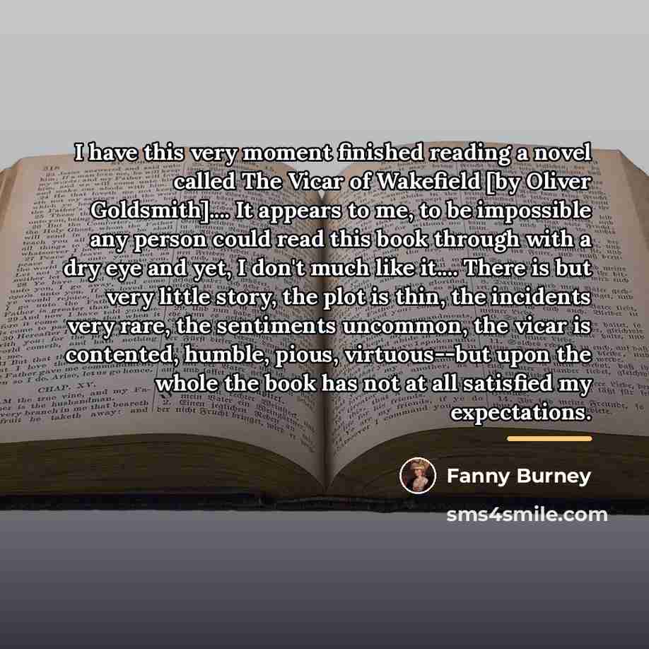 “I have this very moment finished reading a novel called…” quote by Fanny Burney