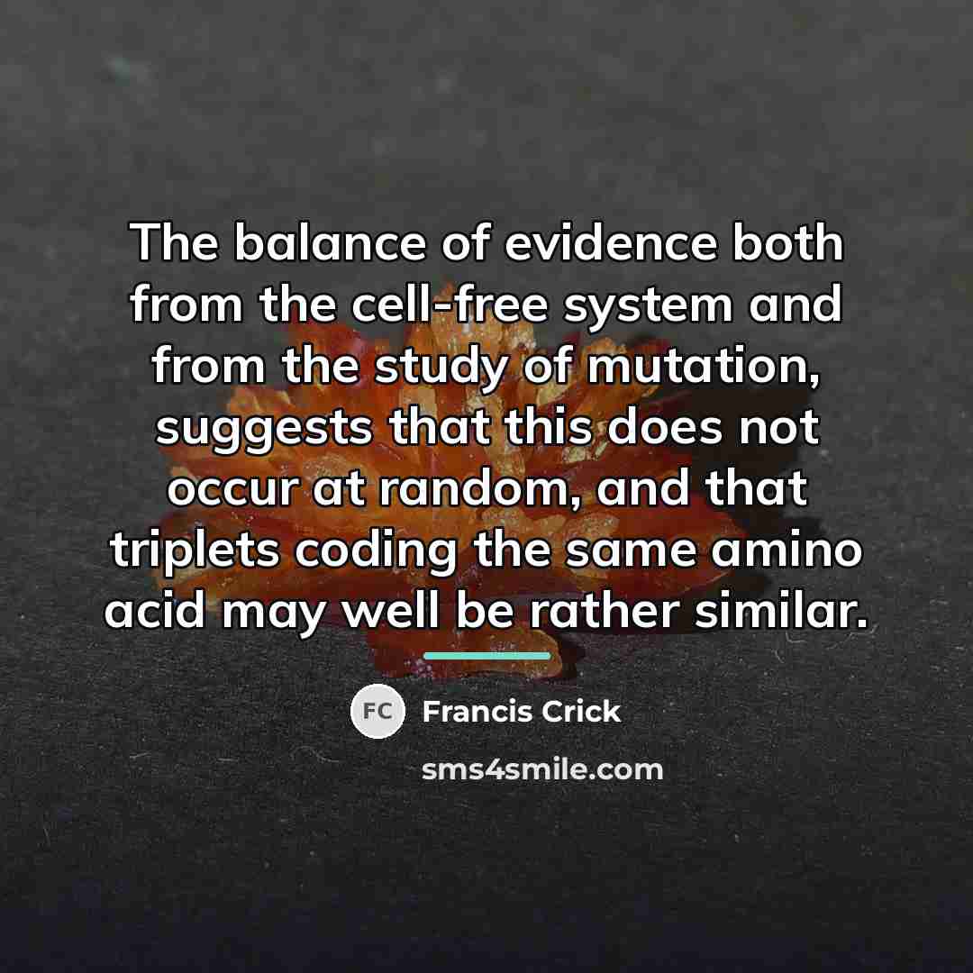 “The balance of evidence both from the cell-free system and…” quote by Francis Crick
