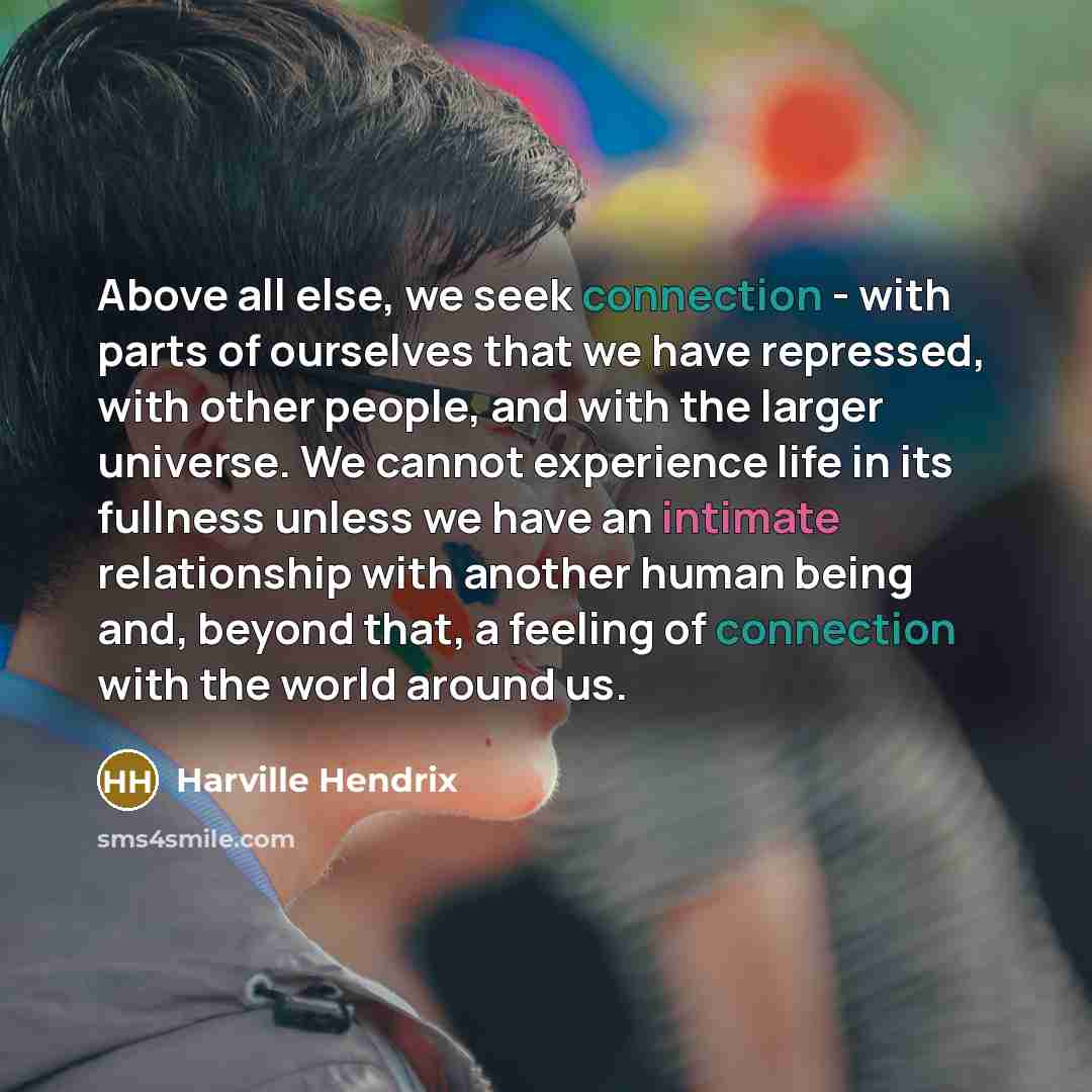 “Above all else, we seek connection - with parts of…” quote by Harville Hendrix