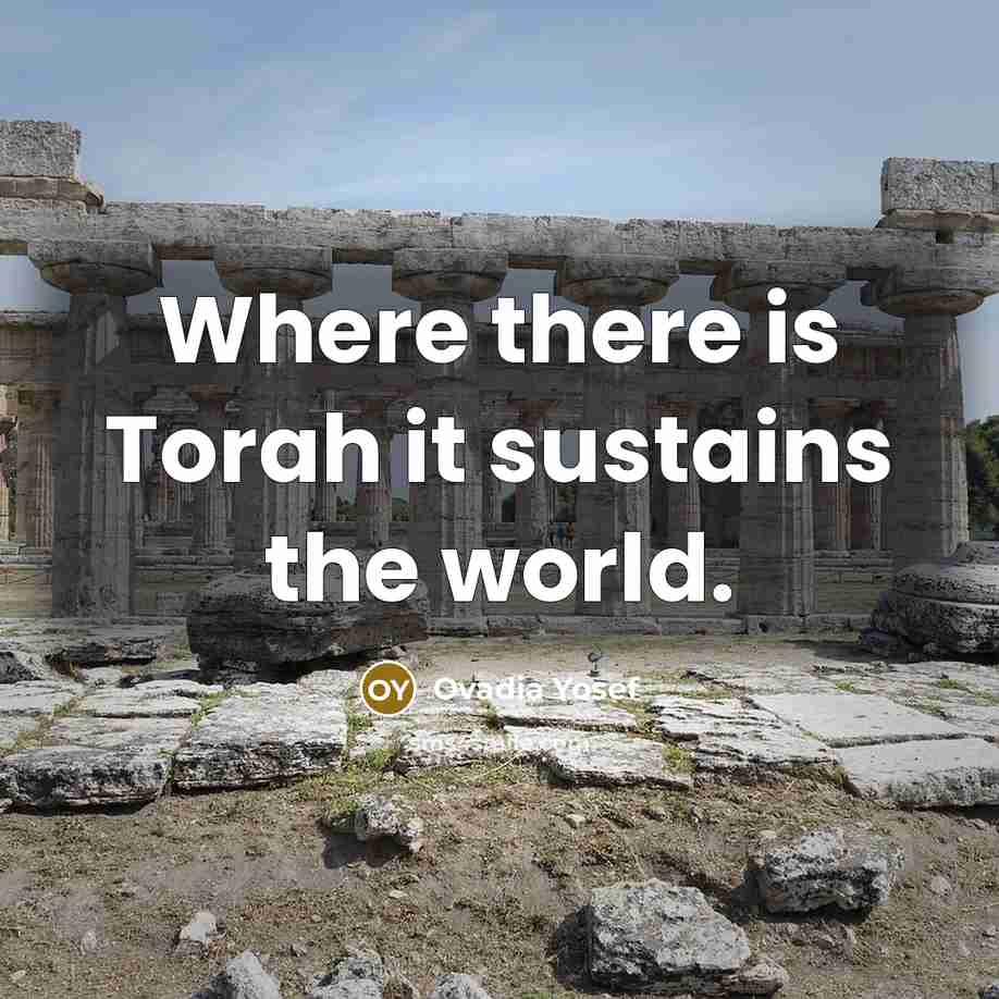 “Where there is Torah it sustains the world.…” quote by Ovadia Yosef
