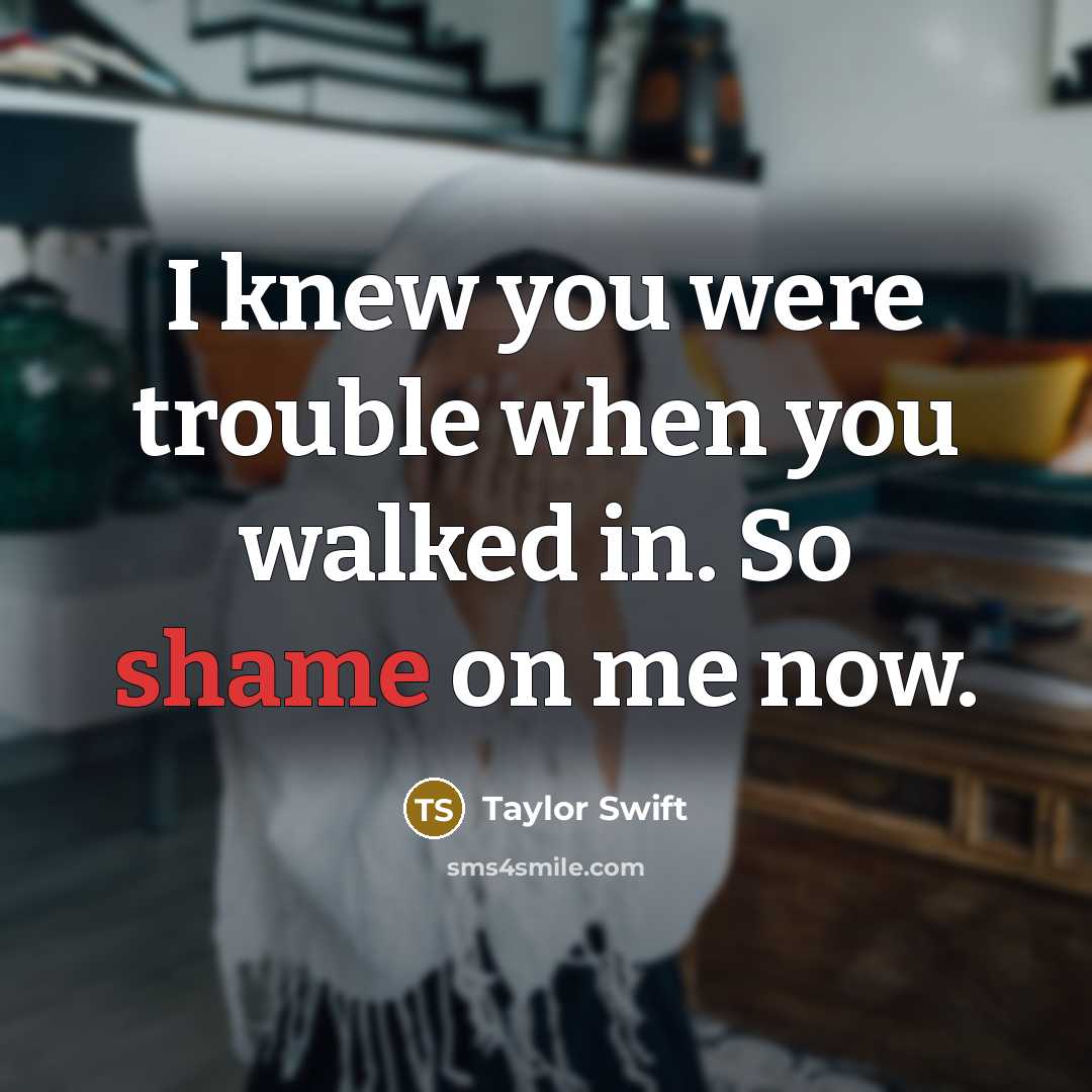 “I knew you were trouble when you walked in. So…” quote by Taylor Swift