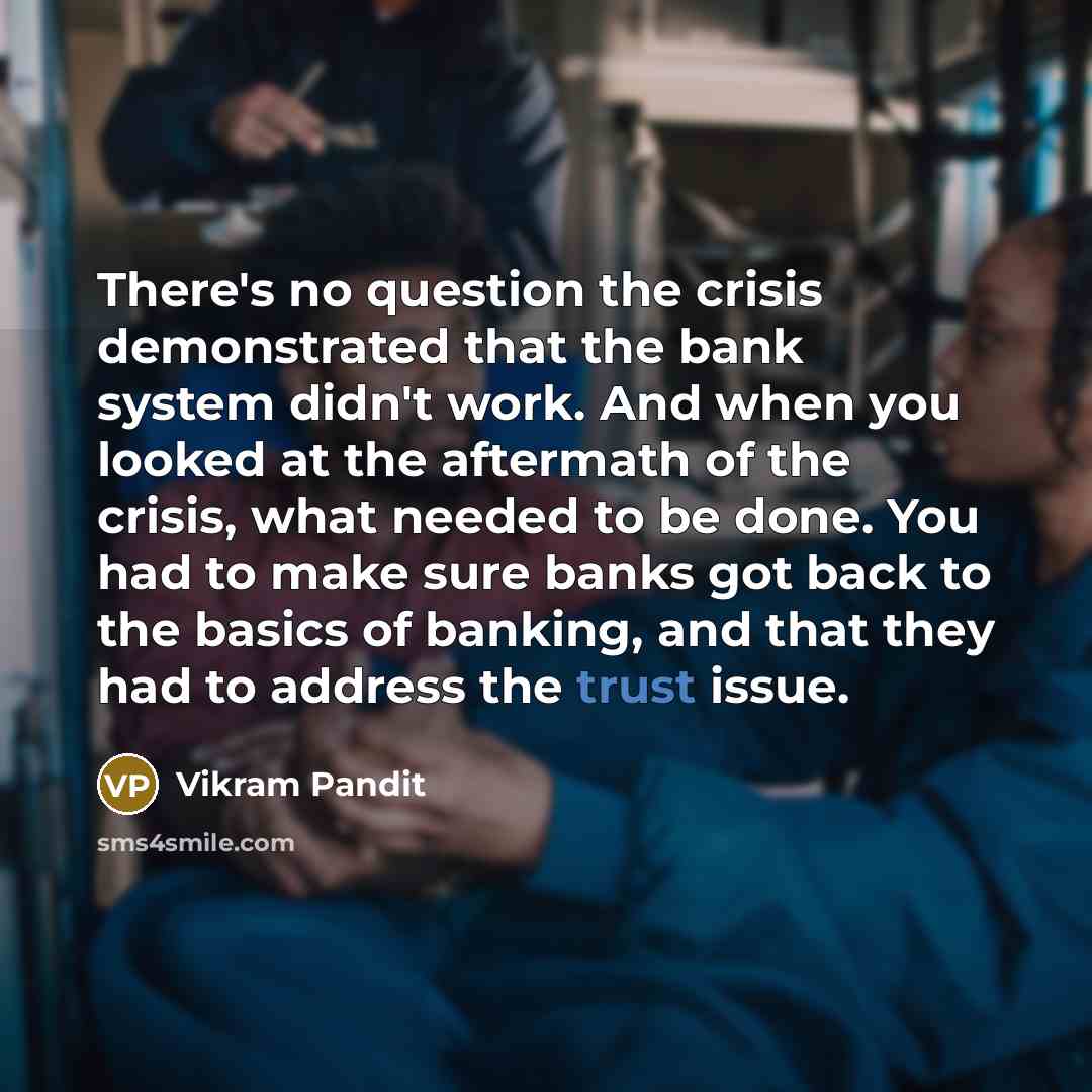 “There's no question the crisis demonstrated that the bank system…” quote by Vikram Pandit