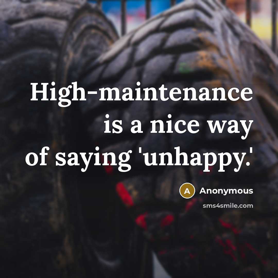 “High-maintenance is a nice way of saying 'unhappy.'” quote by Anonymous