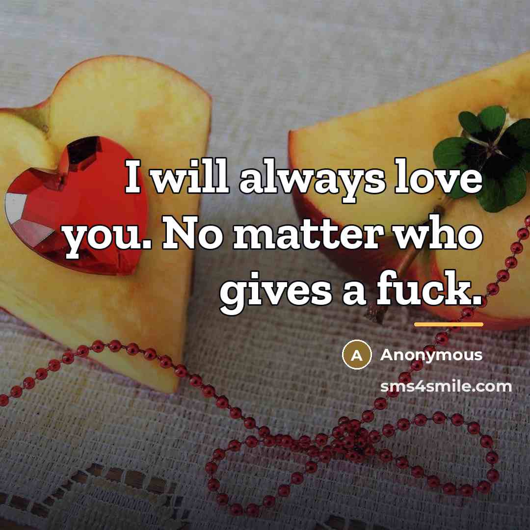 “I will always love you. No matter who gives a…” quote by Anonymous