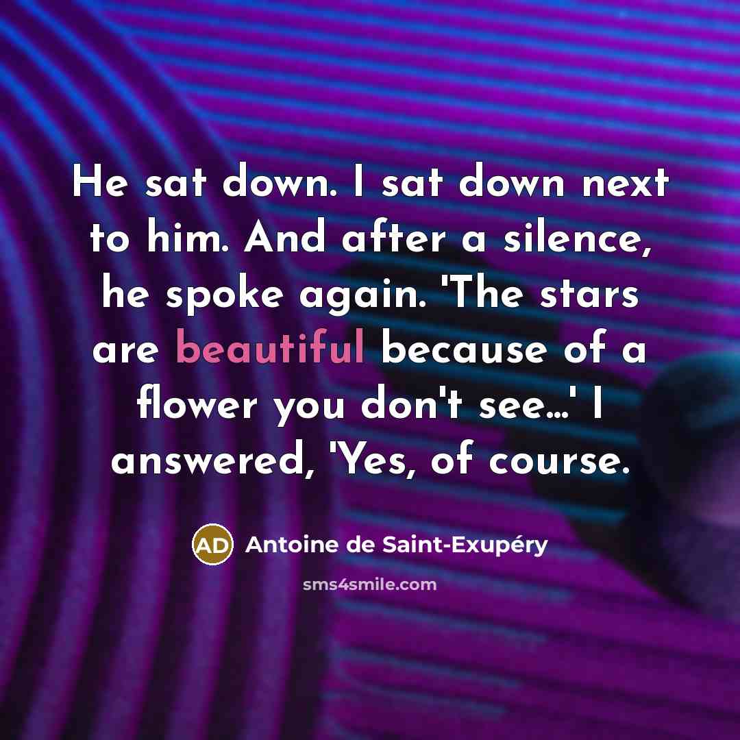 “He sat down. I sat down next to him. And…” quote by Antoine de Saint-Exupery