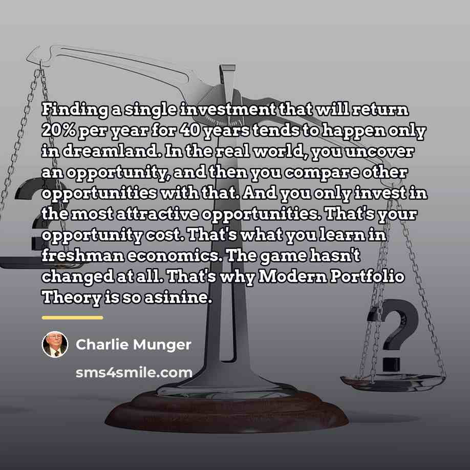 “Finding a single investment that will return 20% per year…” quote by Charlie Munger