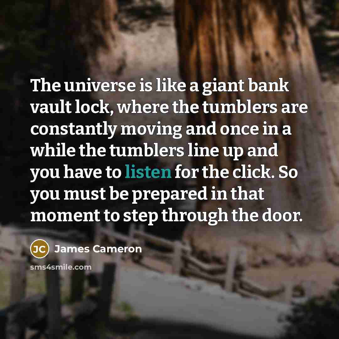 “The universe is like a giant bank vault lock, where…” quote by James Cameron