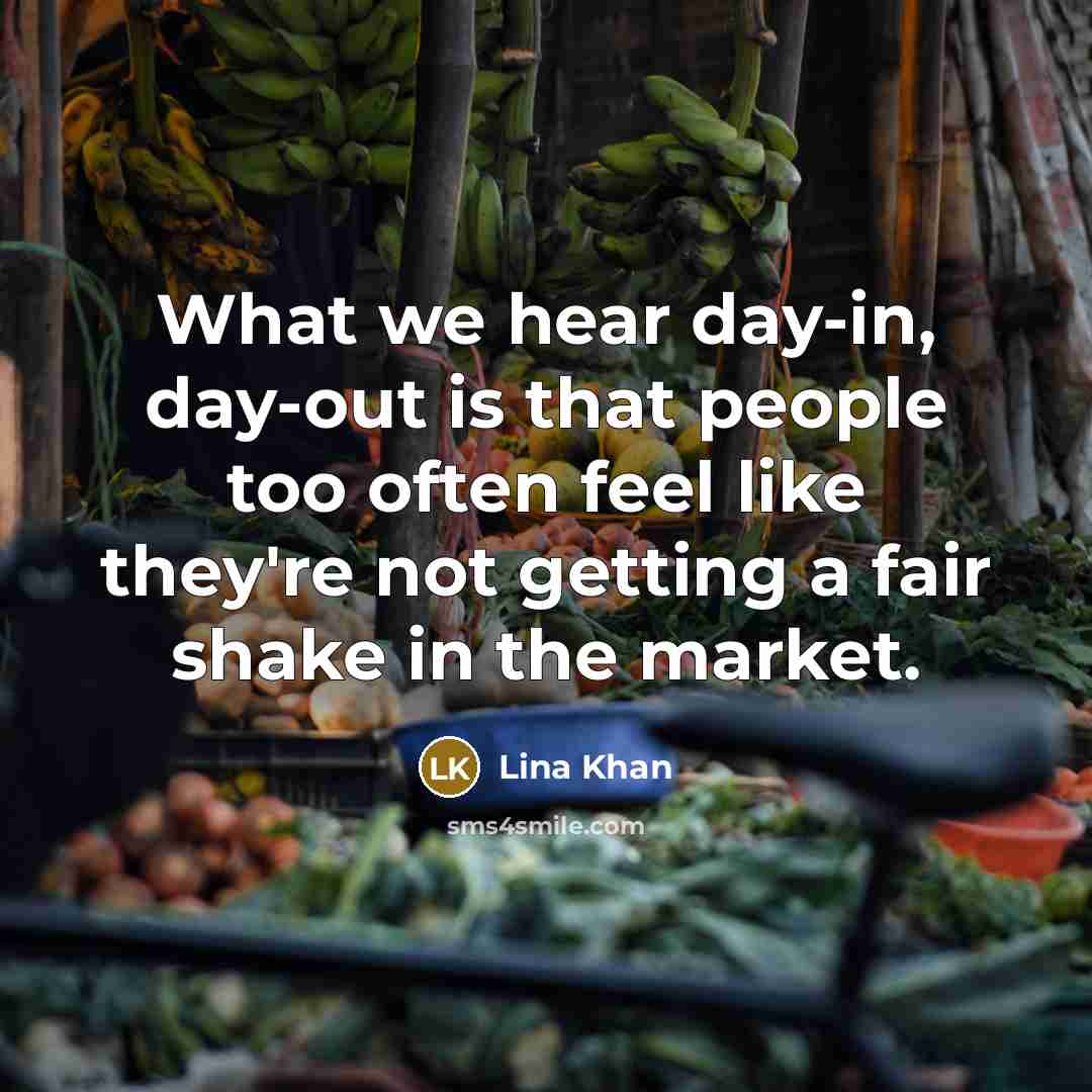 “What we hear day-in, day-out is that people too often…” quote by Lina Khan