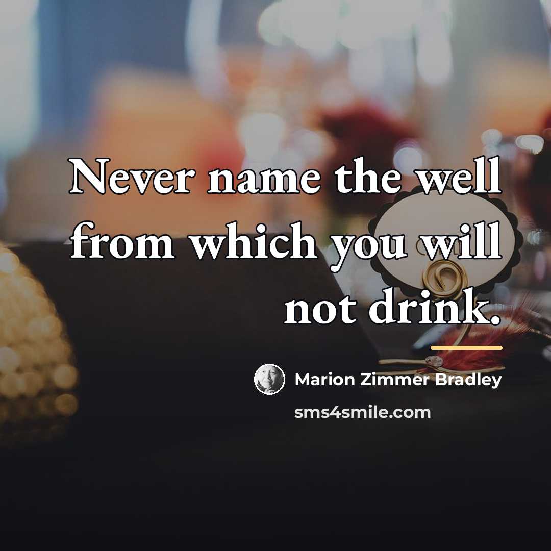 “Never name the well from which you will not drink.…” quote by Marion Zimmer Bradley