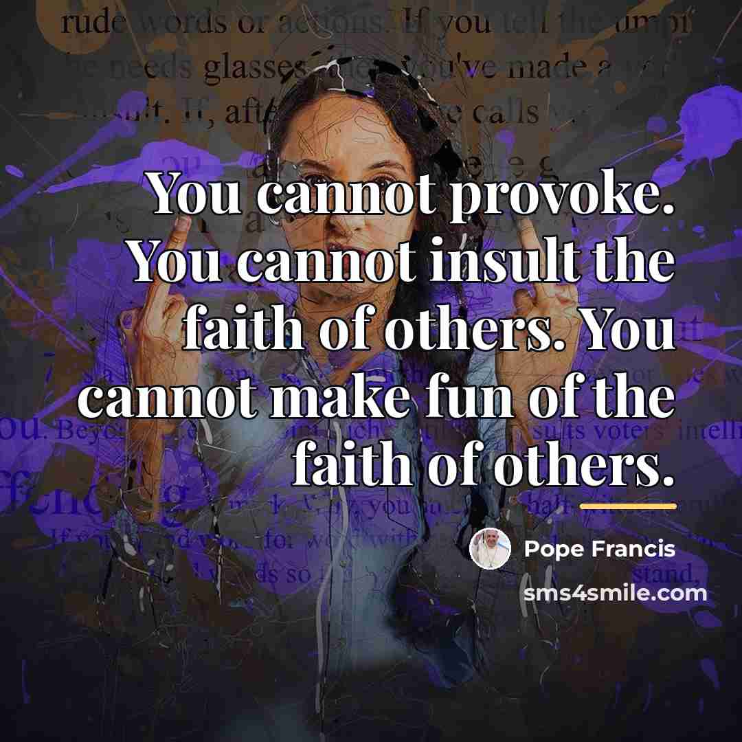 “You cannot provoke. You cannot insult the faith of others.…” quote by Pope Francis