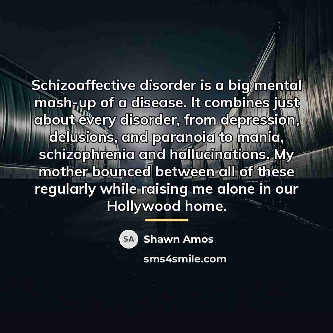 “Schizoaffective disorder is a big mental mash-up of a disease.…” quote by Shawn Amos