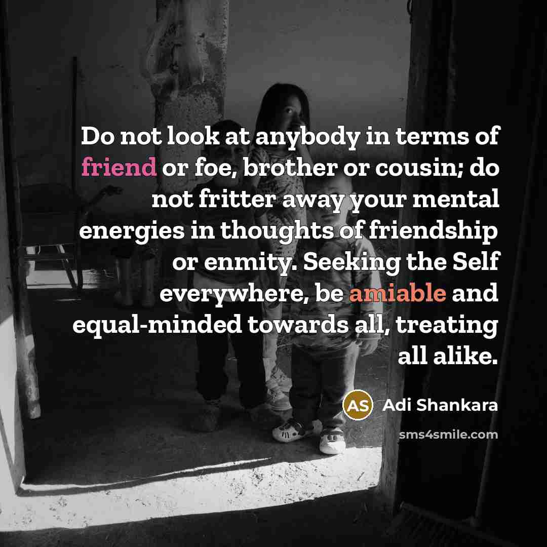 “Do not look at anybody in terms of friend or…” quote by Adi Shankara