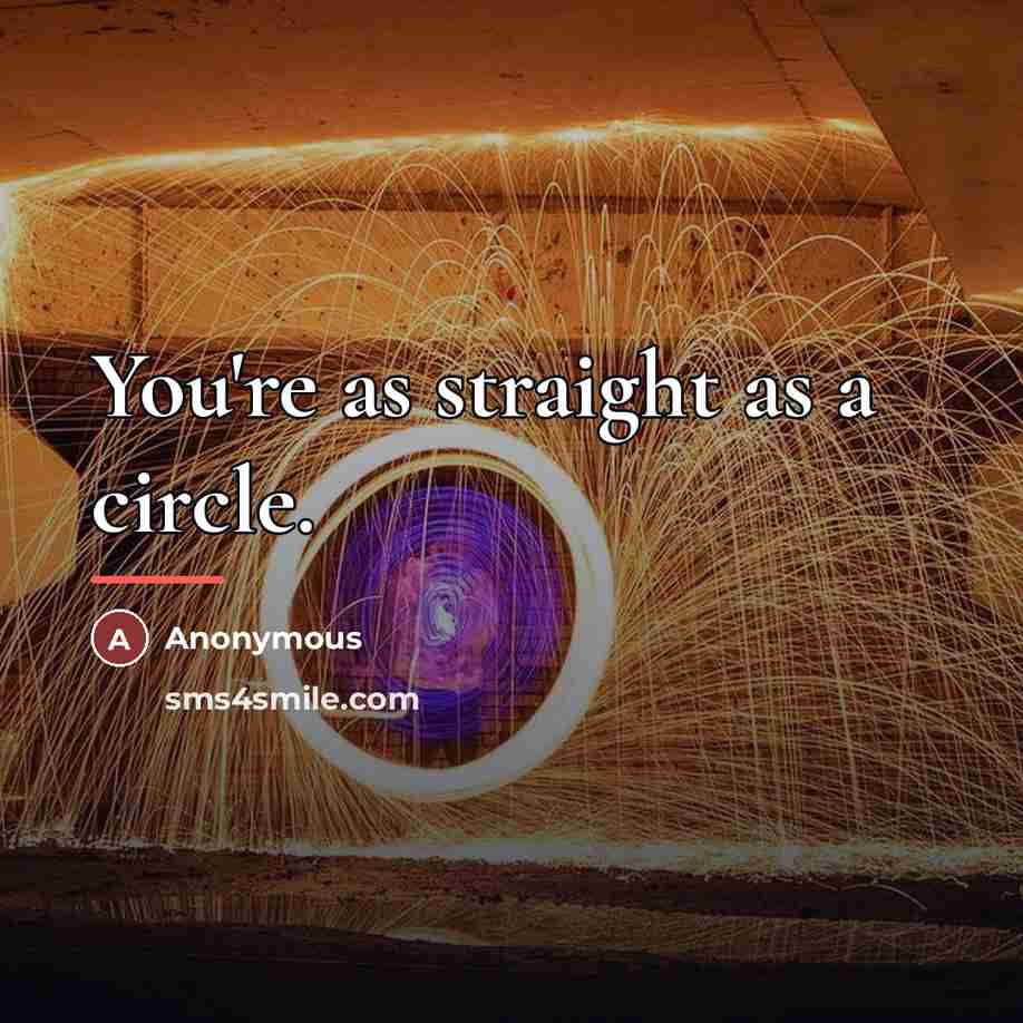 “You're as straight as a circle.…” quote by Anonymous