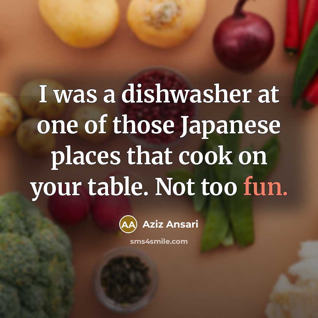 “I was a dishwasher at one of those Japanese places…” quote by Aziz Ansari