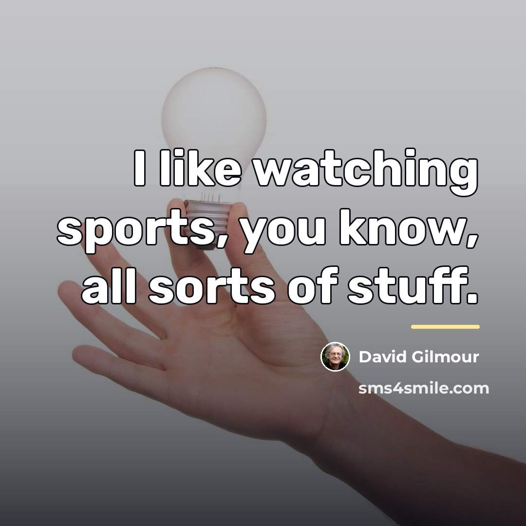 “I like watching sports, you know, all sorts of stuff.…” quote by David Gilmour