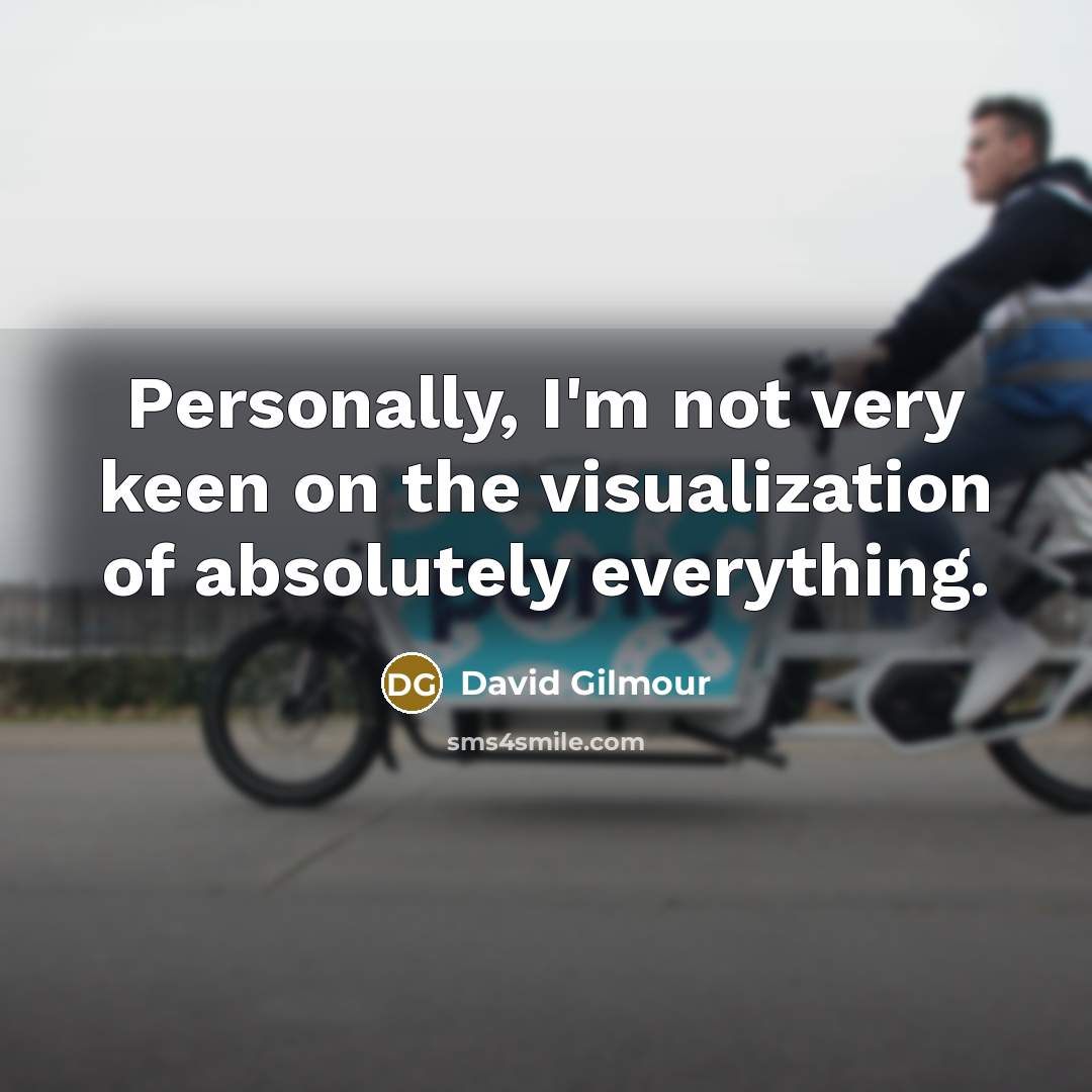“Personally, I'm not very keen on the visualization of absolutely…” quote by David Gilmour