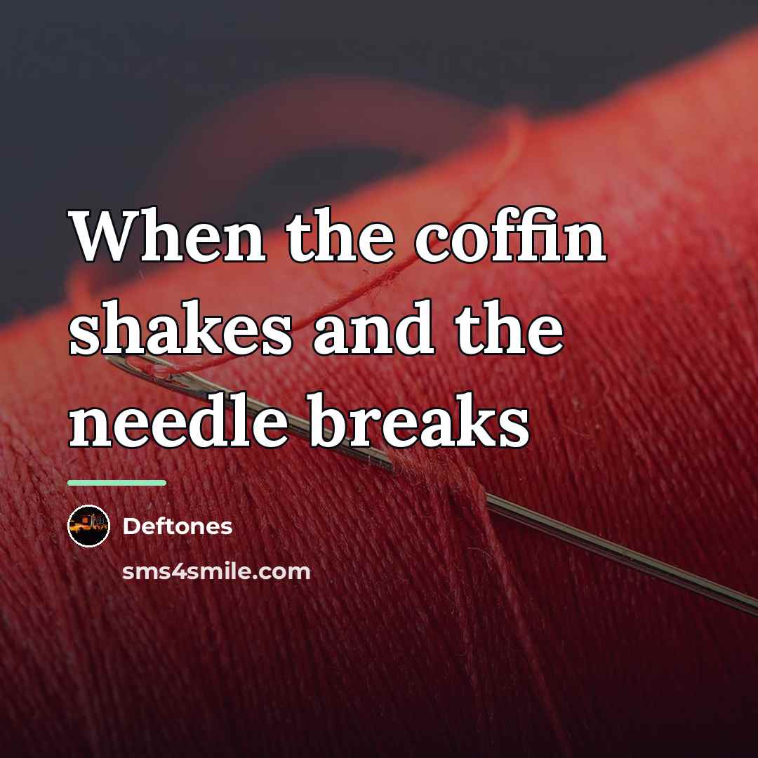 “When the coffin shakes and the needle breaks…” quote by Deftones