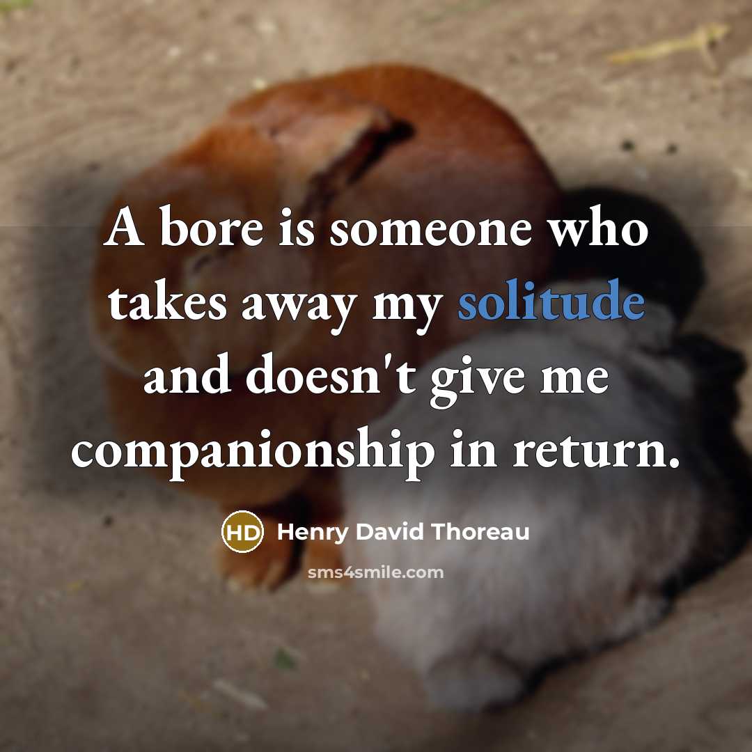 “A bore is someone who takes away my solitude and…” quote by Henry David Thoreau