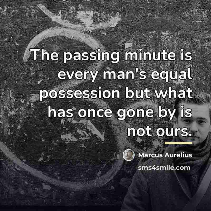 “The passing minute is every man's equal possession but what…” quote by Marcus Aurelius