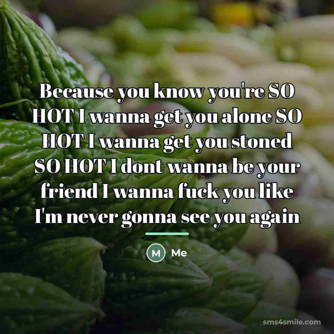 “Because you know you're SO HOT I wanna get you…” quote by Me