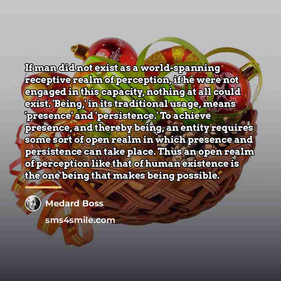 “If man did not exist as a world-spanning receptive realm…” quote by Medard Boss