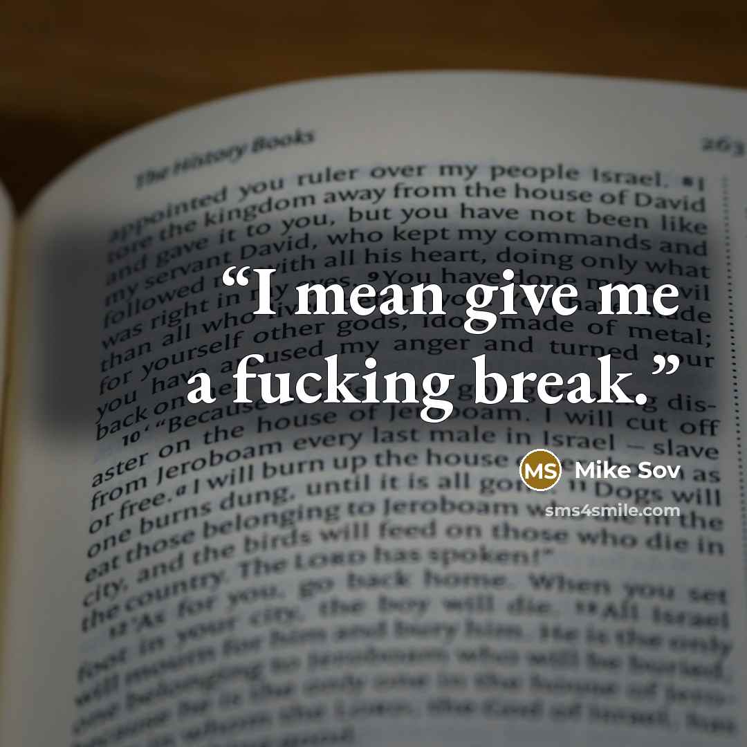 “I mean give me a fucking break.” quote by Mike Sov