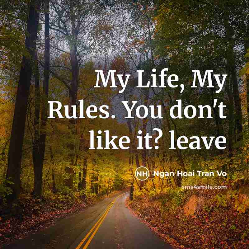 “My Life, My Rules. You don't like it? leave” quote by Ngan Hoai Tran Vo