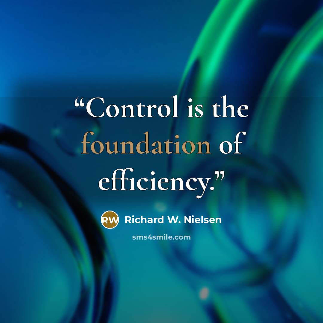 “Control is the foundation of efficiency.” quote by Richard W. Nielsen